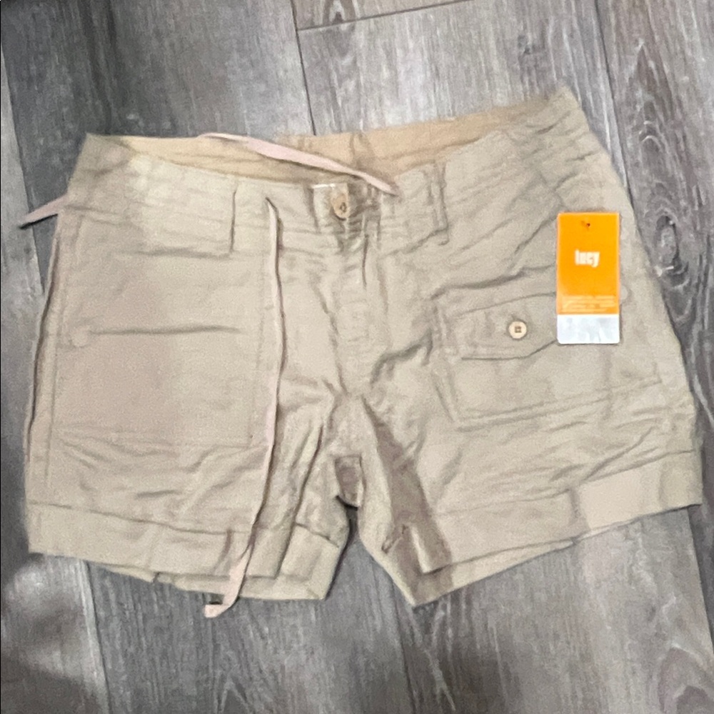 NEW Lucy Women’s Tan Casual Linen Shorts Size XS NWT